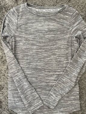 Juicy Couture Gray & White Space-Dye Long Sleeve Top